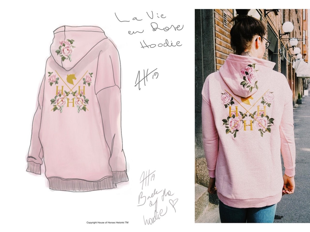 The design process of La Vie en Rose Hoodie