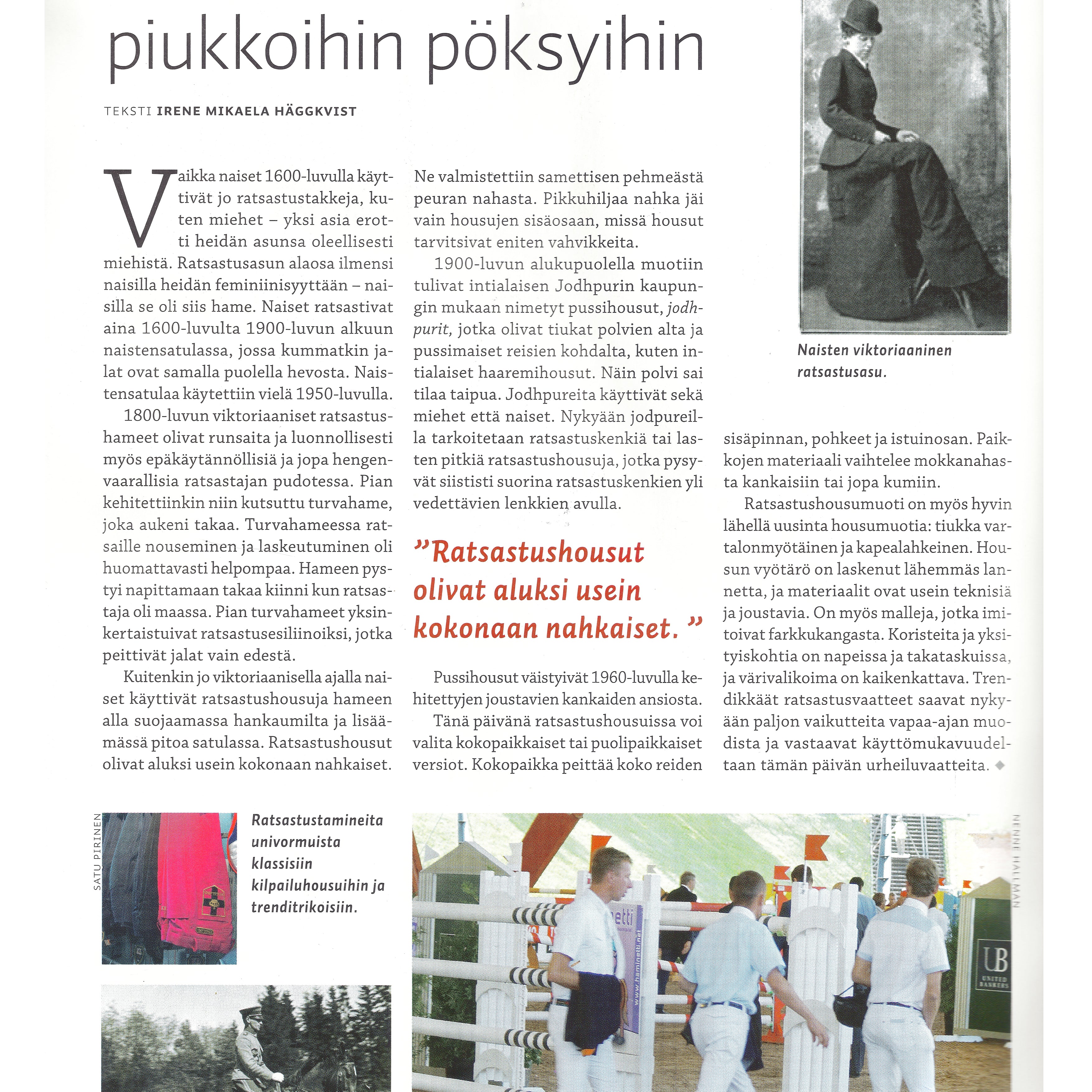 Turvahameesta tiukkoihin housuihin – ratsastushousujen synty