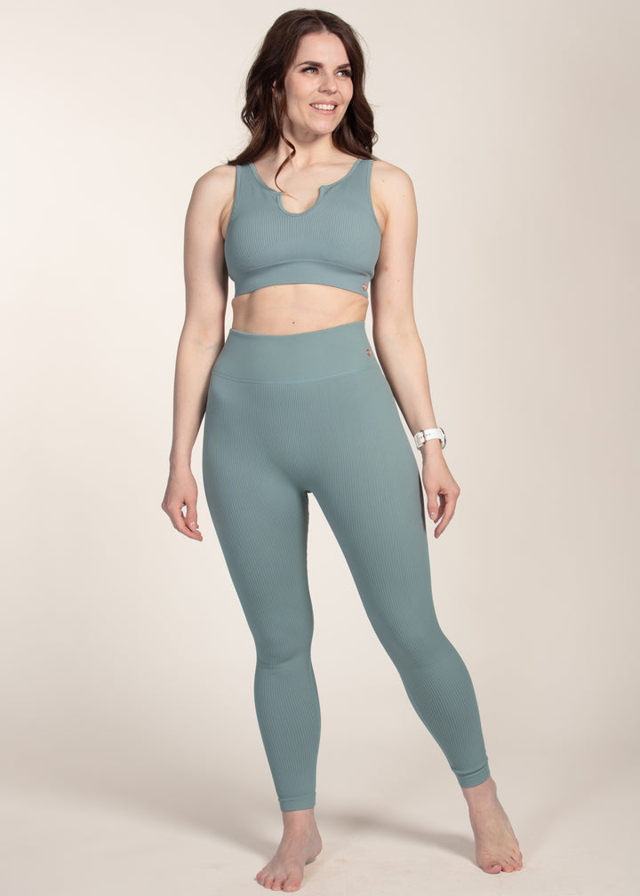 HoH Ribbed Seamless Tights Stone Blue