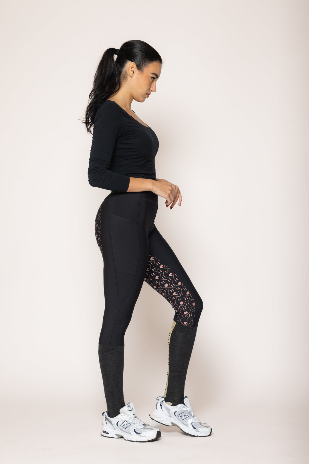 Unicorn Lola Riding Leggings Black - Rose Gold