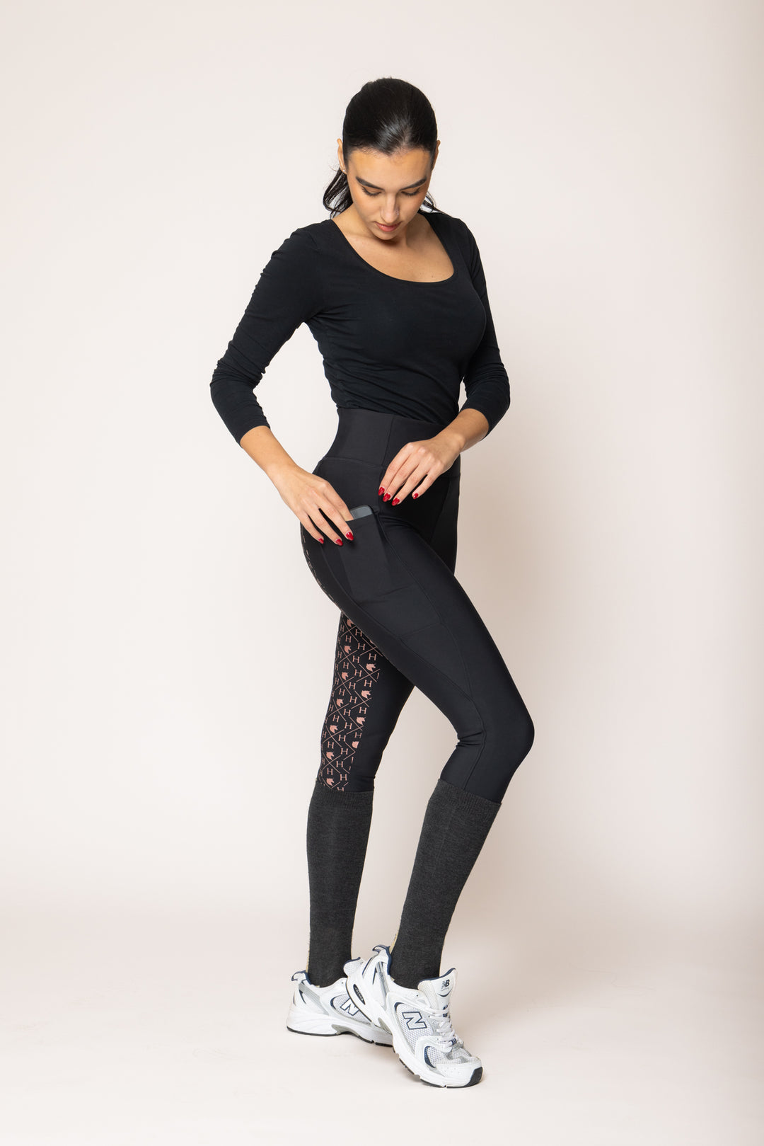 Unicorn Lola Riding Leggings Black - Rose Gold