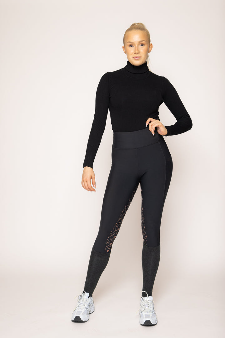 Unicorn Lola Riding Leggings Black - Rose Gold