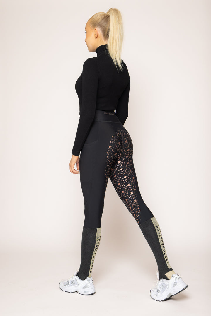 Unicorn Lola Riding Leggings Black - Rose Gold