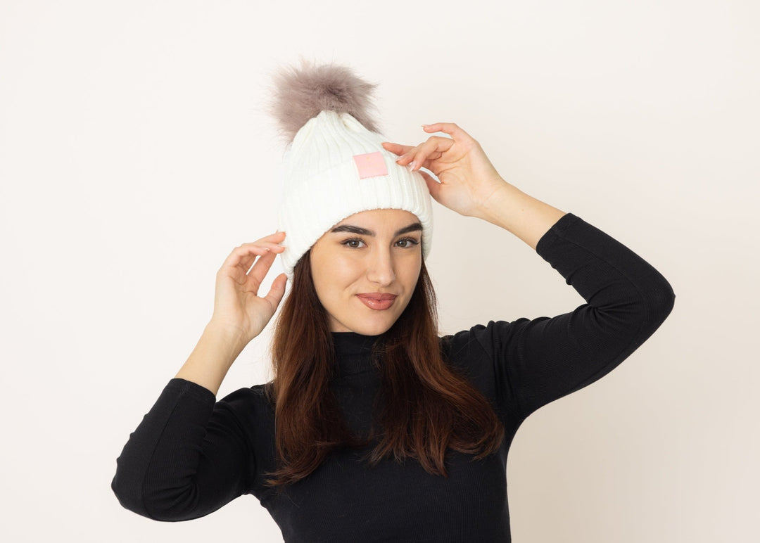 PomPom Sailor Beanie Off White